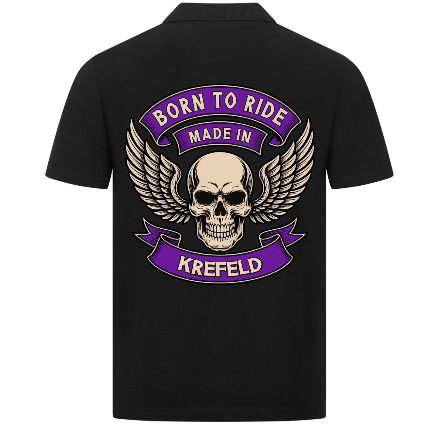 Born to Ride made in [Ort] – Personalisiertes Biker Poloshirt Brustlogo 27