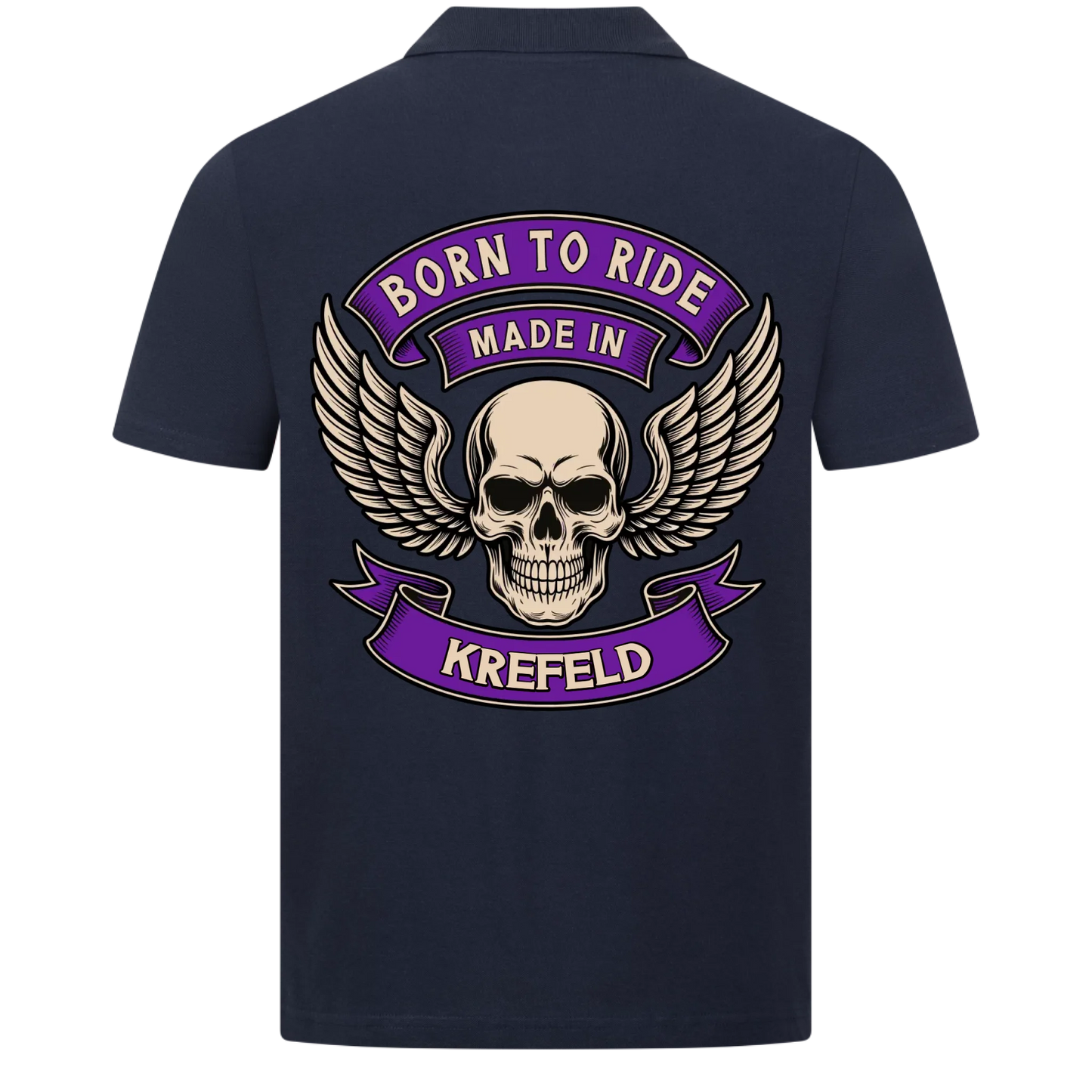 Born to Ride made in [Ort] – Personalisiertes Biker Poloshirt Brustlogo 27