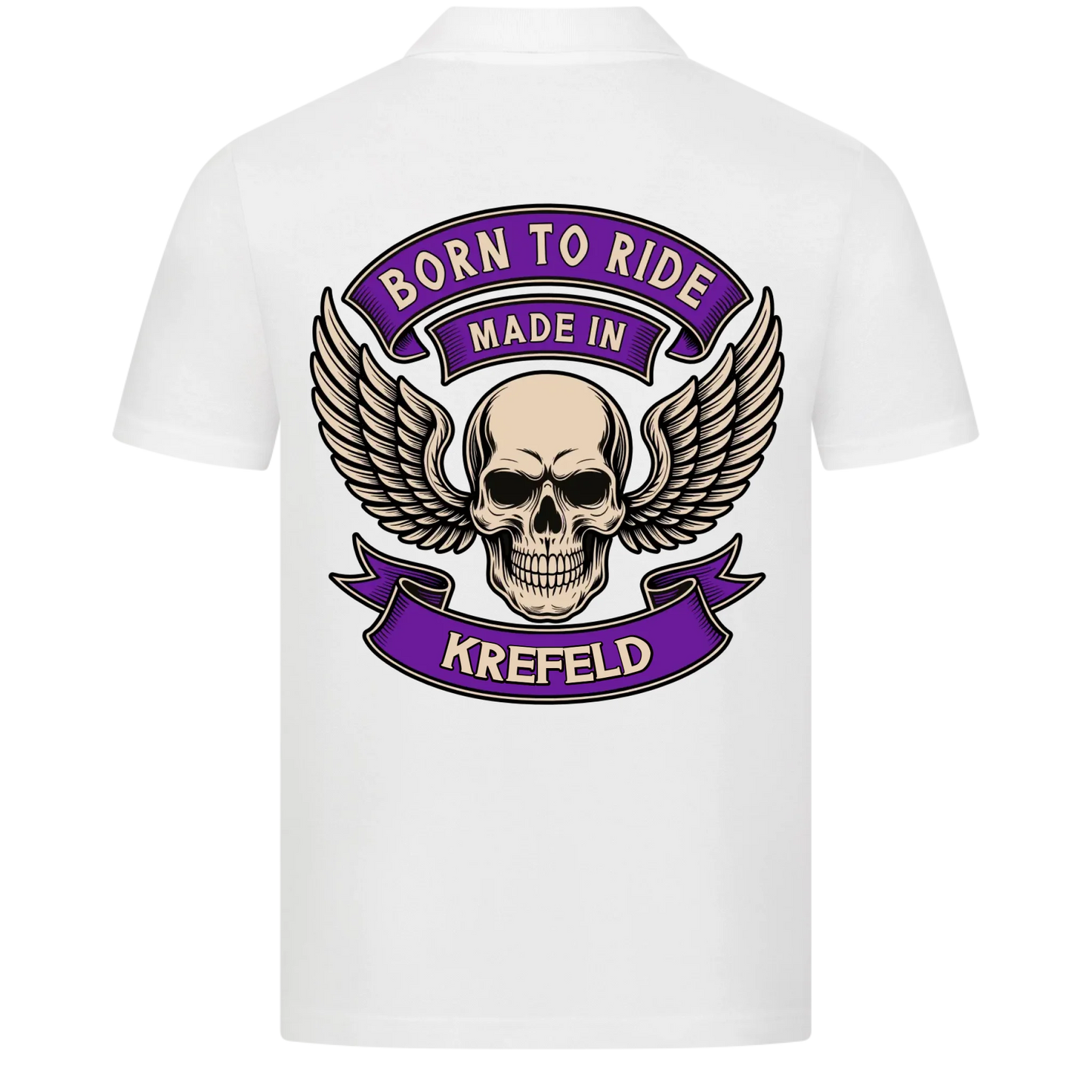 Born to Ride made in [Ort] – Personalisiertes Biker Poloshirt Brustlogo 27