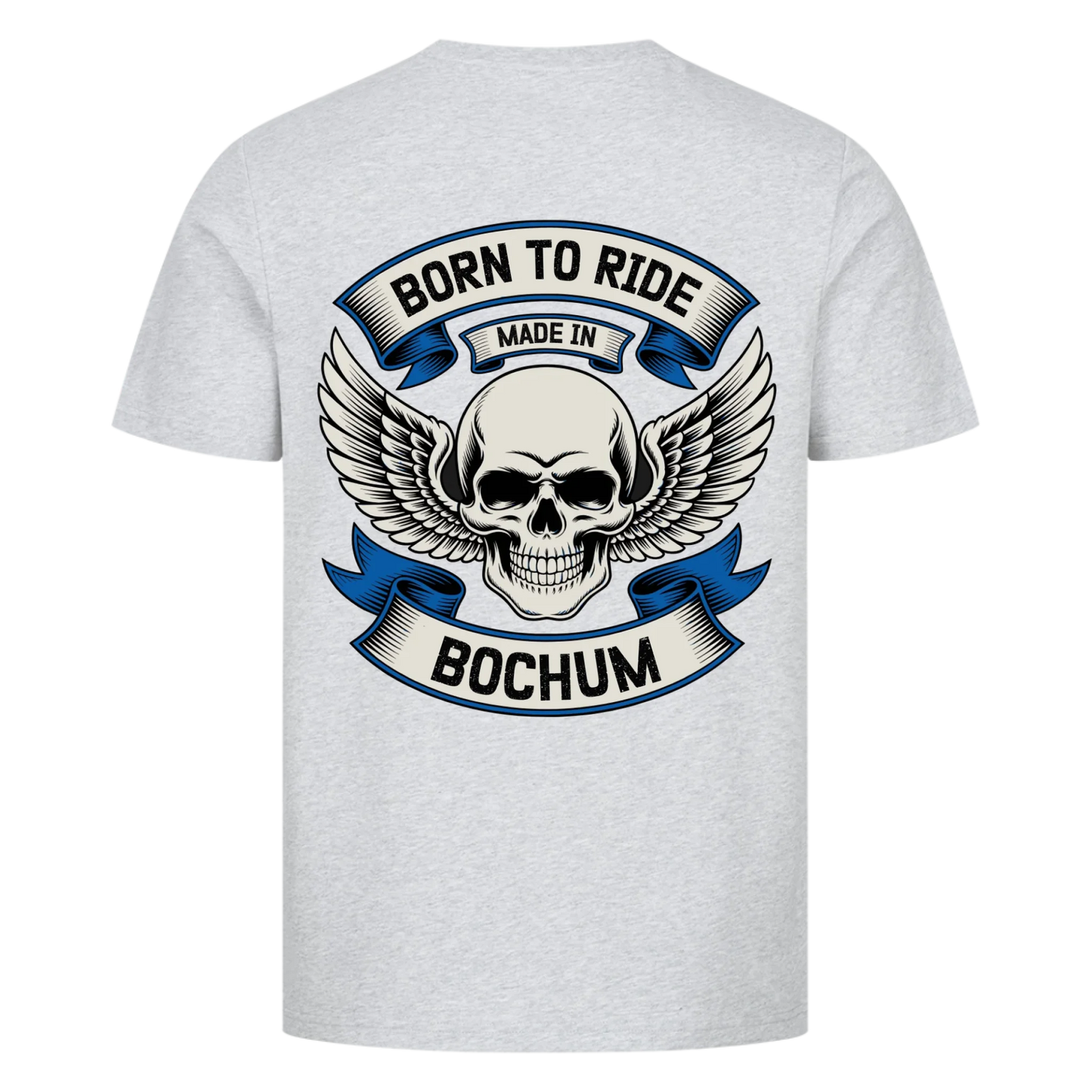 [Born to Ride] [made in] [Ort] – Personalisiertes Multicolor Biker Rücken Design Premium T-Shirt 29