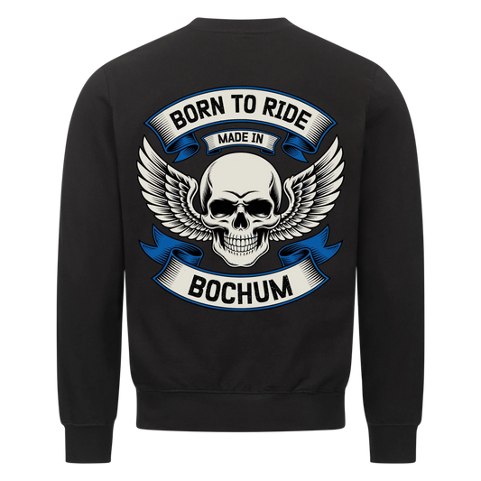 [Born to Ride] [made in] [Ort] – Personalisiertes Multicolor Biker Rücken Design Premium Sweatshirt 29
