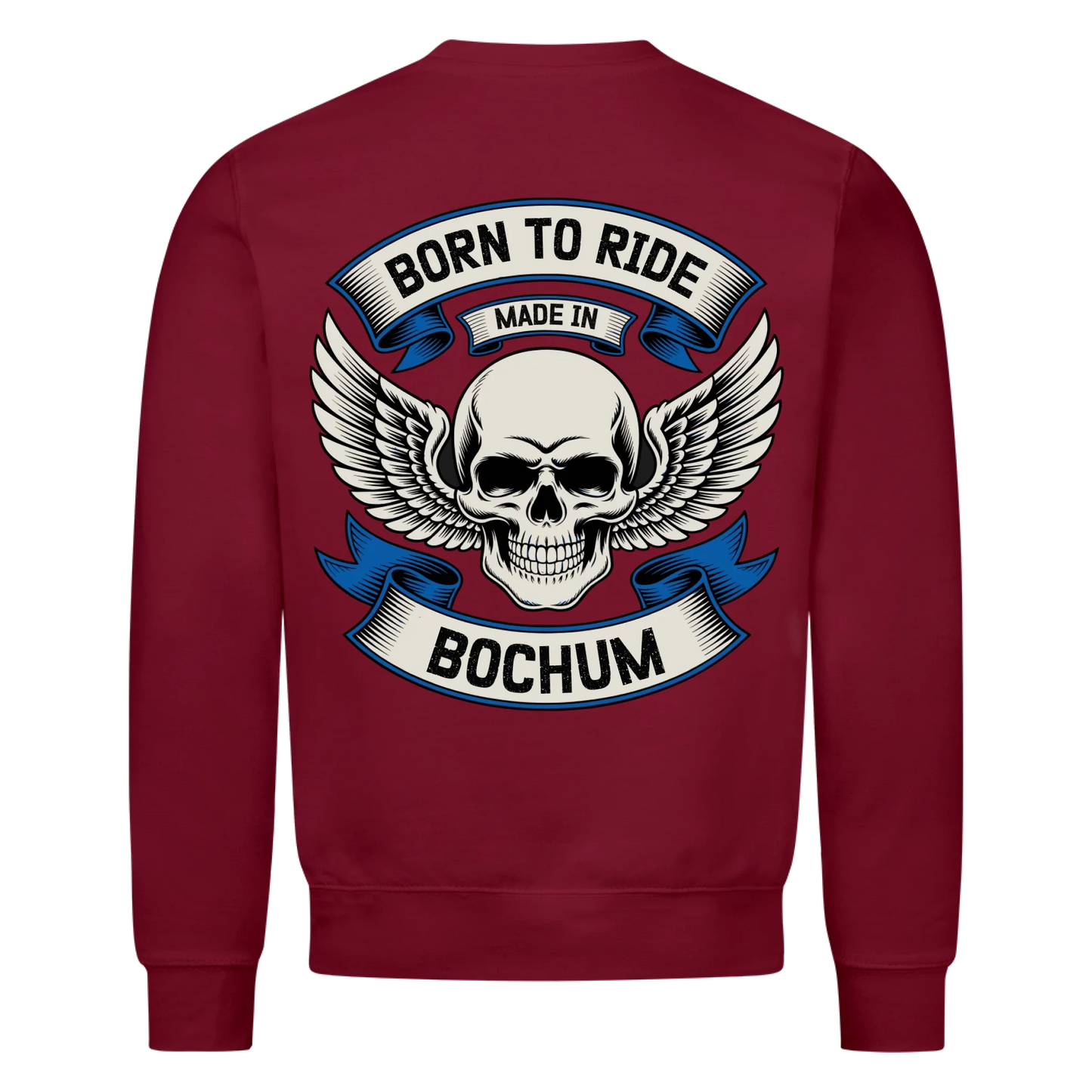 [Born to Ride] [made in] [Ort] – Personalisiertes Multicolor Biker Rücken Design Premium Sweatshirt 29