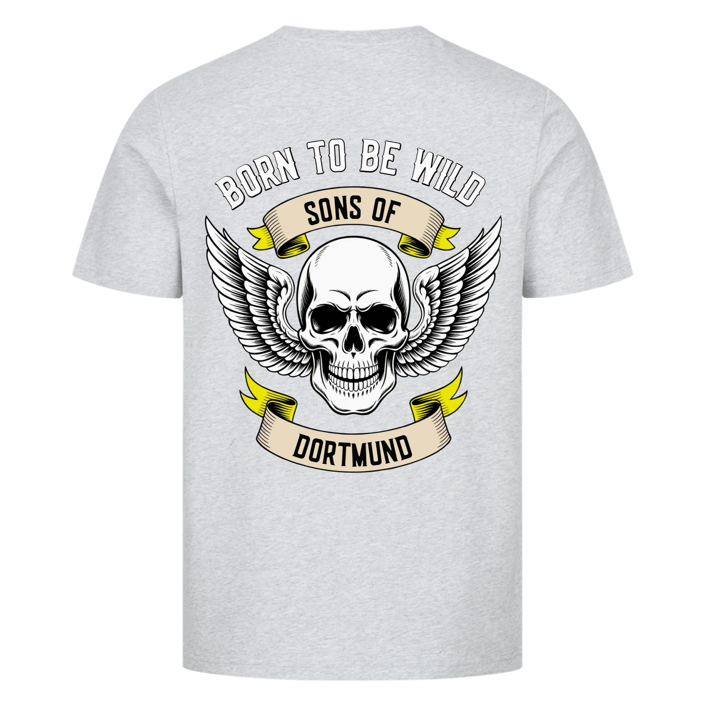 [Born to be wild] [Sons of] [Ort] – Personalisiertes Multicolor Biker Rücken Design Premium T-Shirt