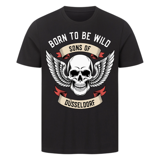 [Born to be wild] [Sons of] [Stadt] Personalisiertes Multicolor Frontdruck Premium T-Shirt 1