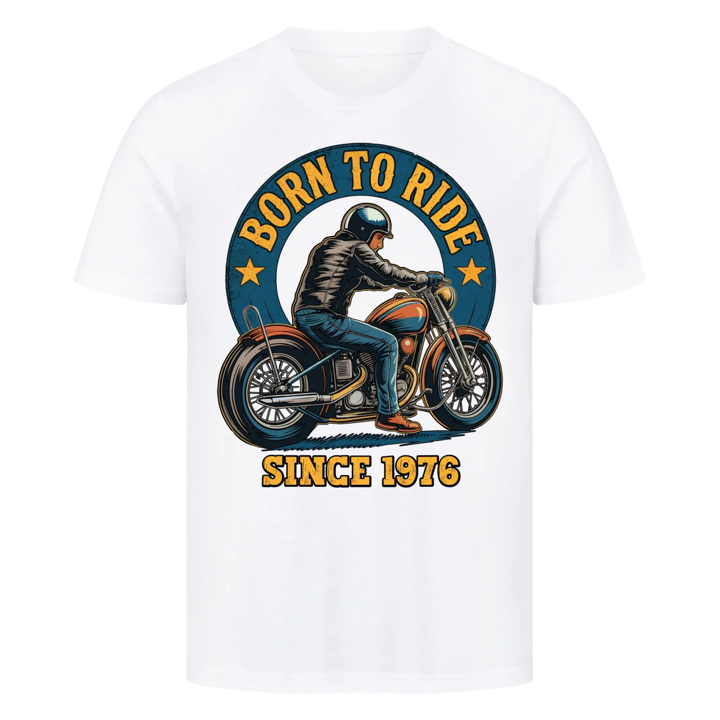Born to Ride [Dein Jahr] personalisiert Frontdruck Premium T-Shirt
