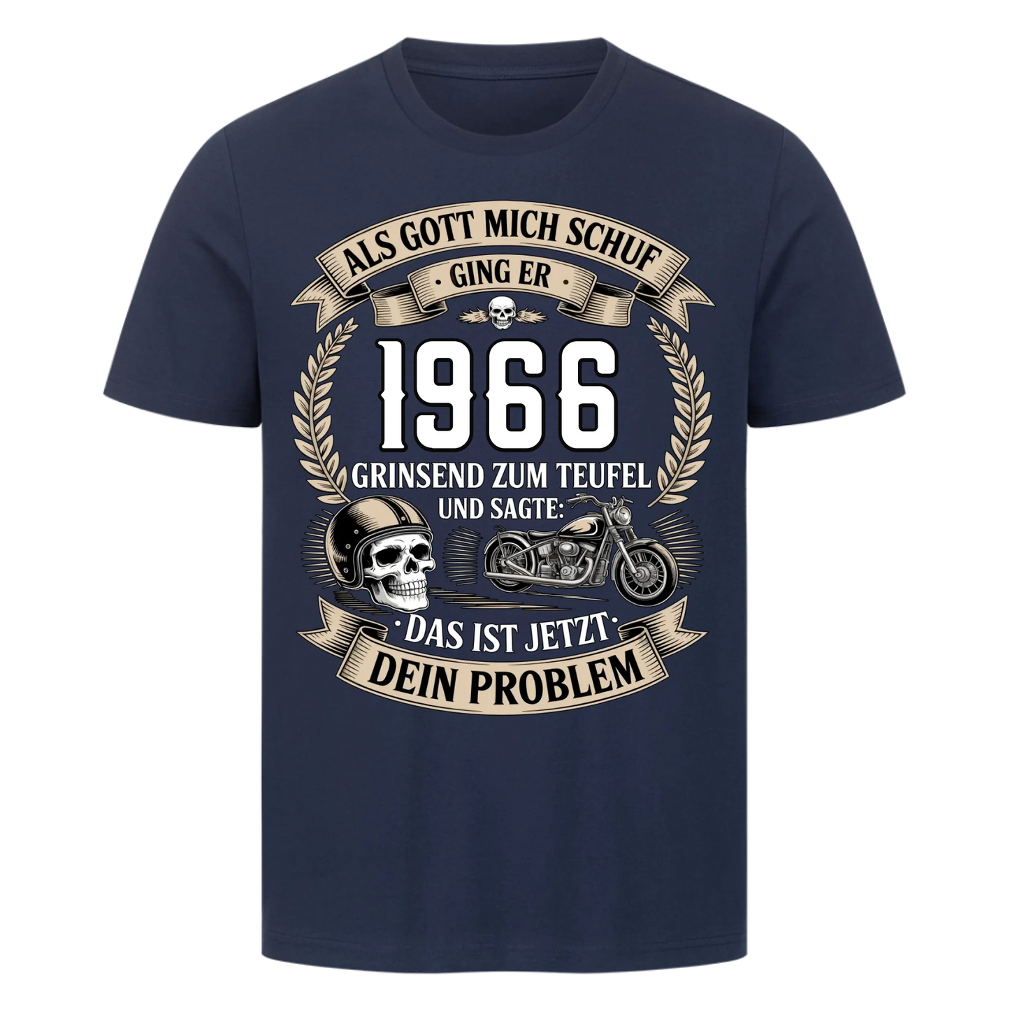 Als Gott mich schuf ging er [Dein Jahr] grinsend zum Teufel und sagte: Das ist jetzt dein Problem personalisiert Frontdruck Premium T-Shirt 2