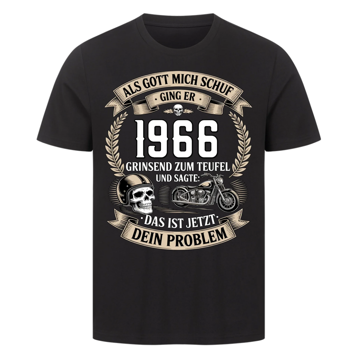 Als Gott mich schuf ging er [Dein Jahr] grinsend zum Teufel und sagte: Das ist jetzt dein Problem personalisiert Frontdruck Premium T-Shirt 2