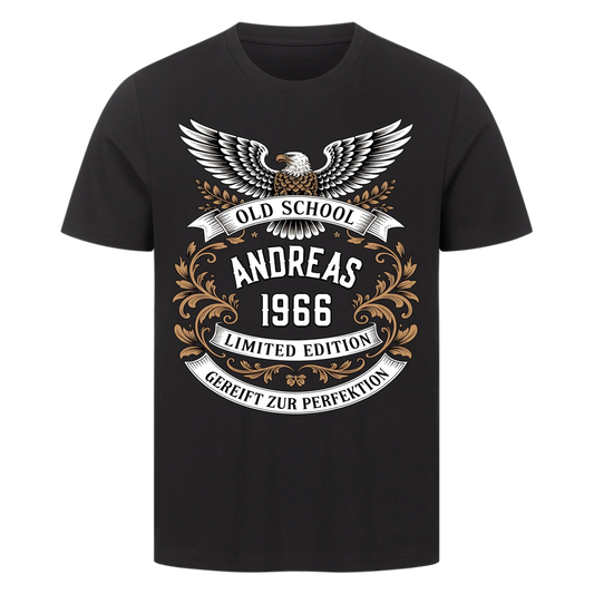 Old School [Dein Name] [Dein Jahr] gereift zur Perfektion personalisiert Frontdruck Premium T-Shirt