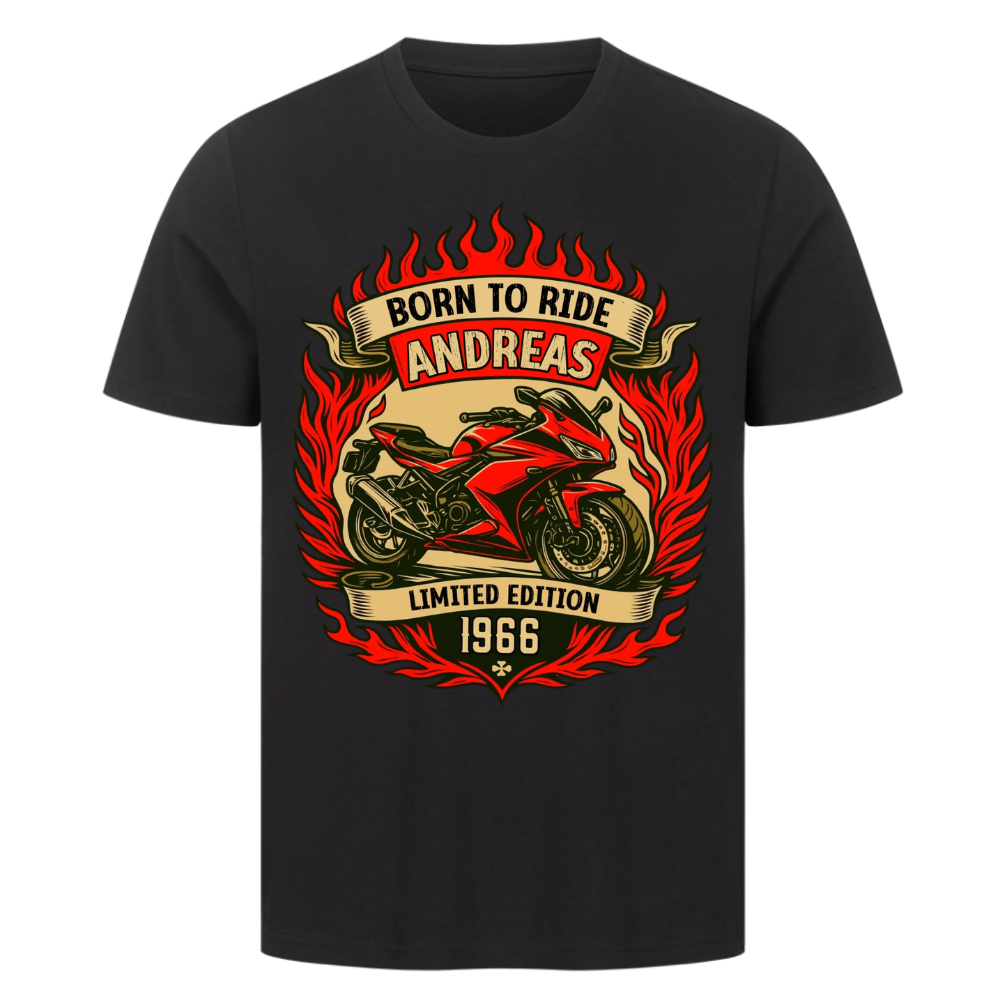 Multicolor [Born to ride] [Dein Name] [Limited Edition] [Jahr] personalisiert Frontdruck Premium T-Shirt