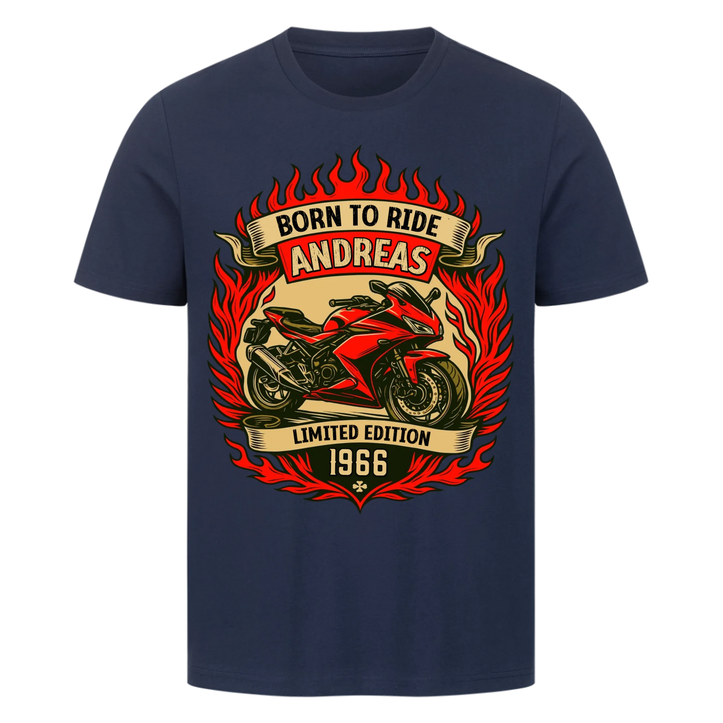 Multicolor [Born to ride] [Dein Name] [Limited Edition] [Jahr] personalisiert Frontdruck Premium T-Shirt