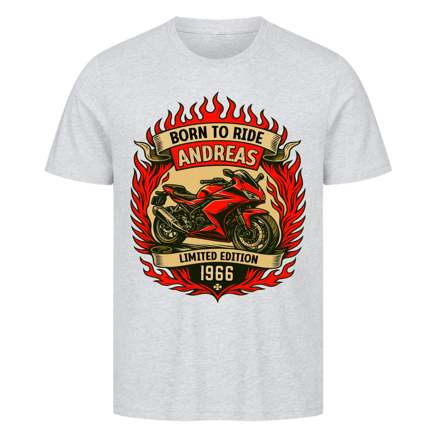 Multicolor [Born to ride] [Dein Name] [Limited Edition] [Jahr] personalisiert Frontdruck Premium T-Shirt