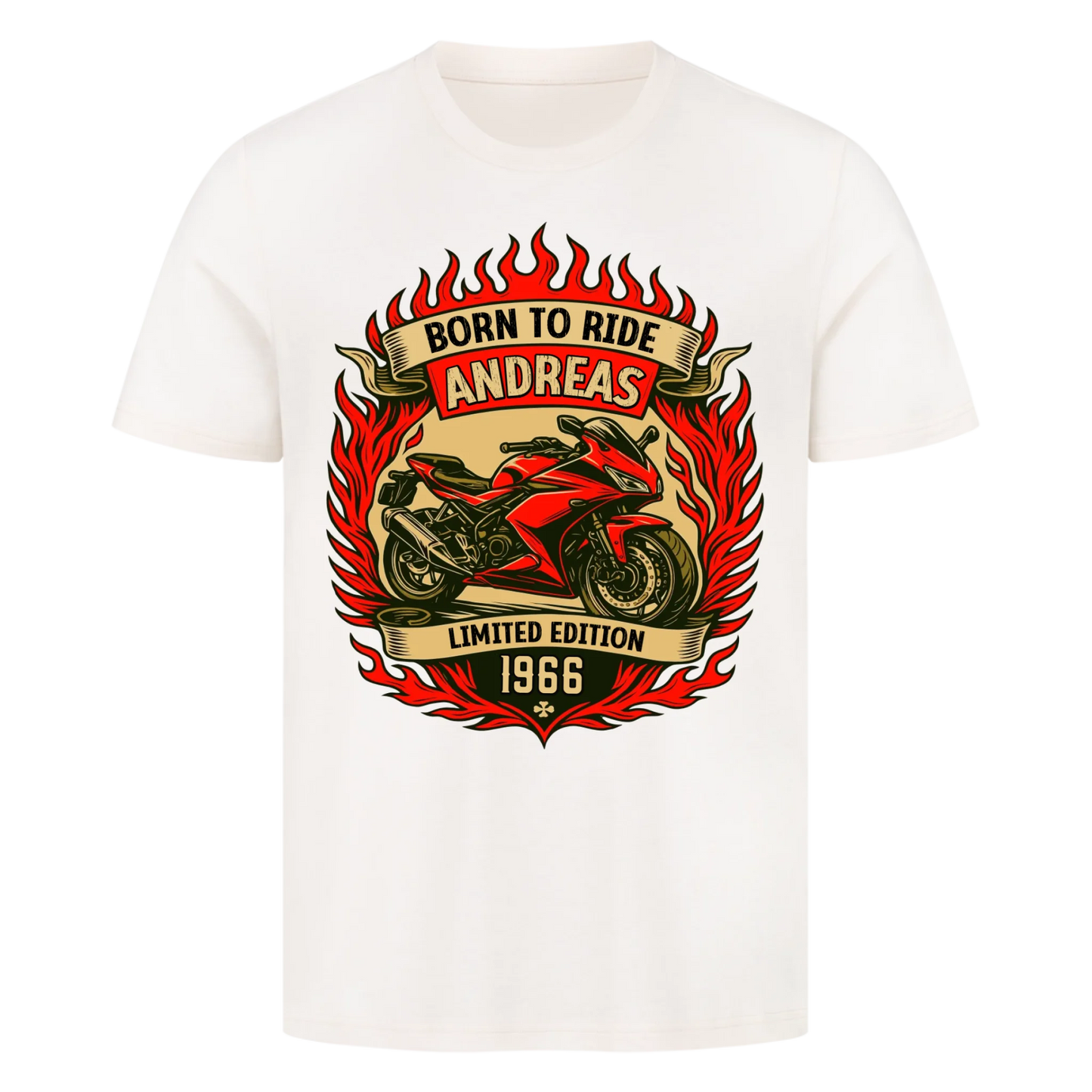 Multicolor [Born to ride] [Dein Name] [Limited Edition] [Jahr] personalisiert Frontdruck Premium T-Shirt