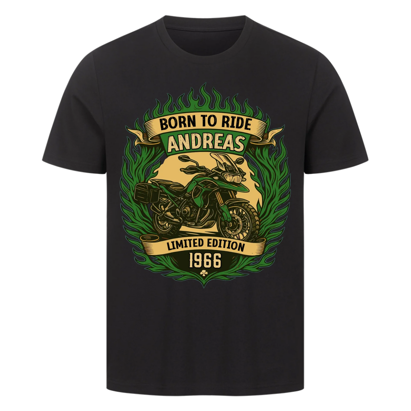 Multicolor [Born to ride] [Dein Name] [Limited Edition] [Jahr] classic personalisiert Frontdruck Premium T-Shirt 3