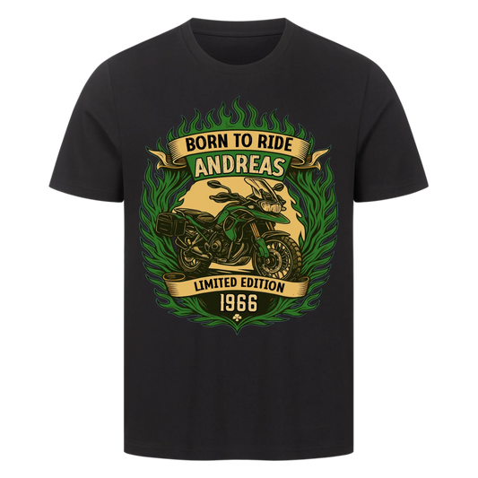 Multicolor [Born to ride] [Dein Name] [Limited Edition] [Jahr] classic personalisiert Frontdruck Premium T-Shirt 3