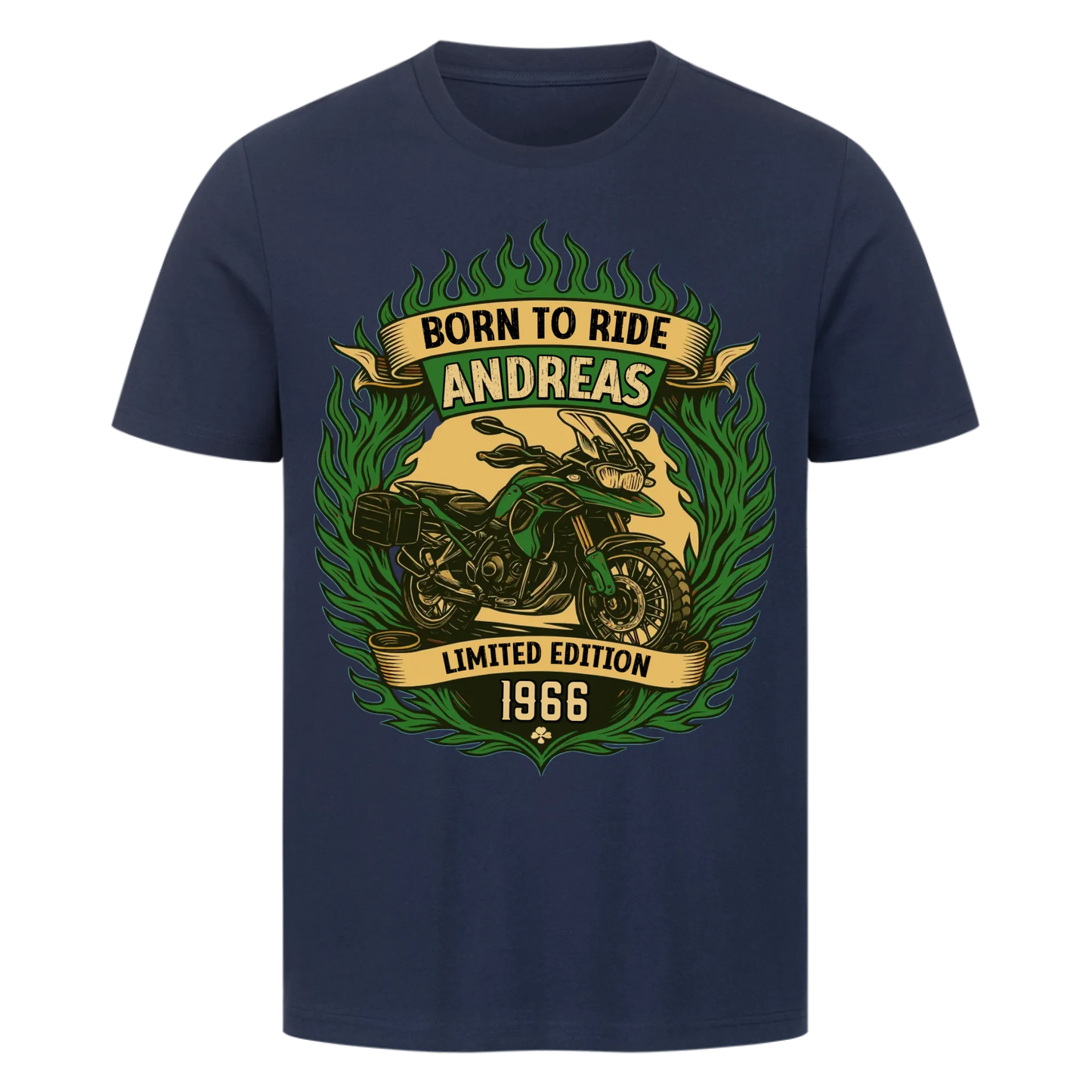 Multicolor [Born to ride] [Dein Name] [Limited Edition] [Jahr] classic personalisiert Frontdruck Premium T-Shirt 3