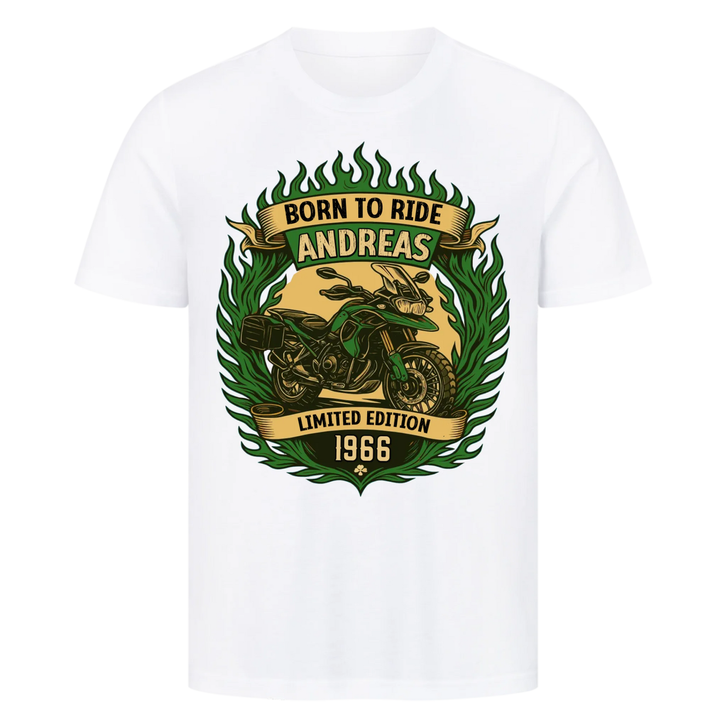 Multicolor [Born to ride] [Dein Name] [Limited Edition] [Jahr] classic personalisiert Frontdruck Premium T-Shirt 3