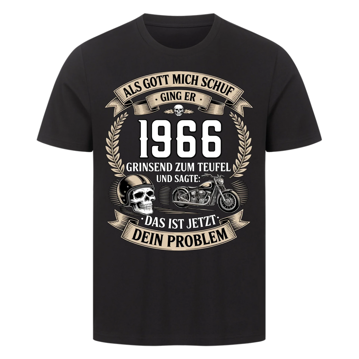 Als Gott mich schuf ging er [Dein Jahr] grinsend zum Teufel und sagte: Das ist jetzt dein Problem personalisiert Frontdruck Premium T-Shirt 2