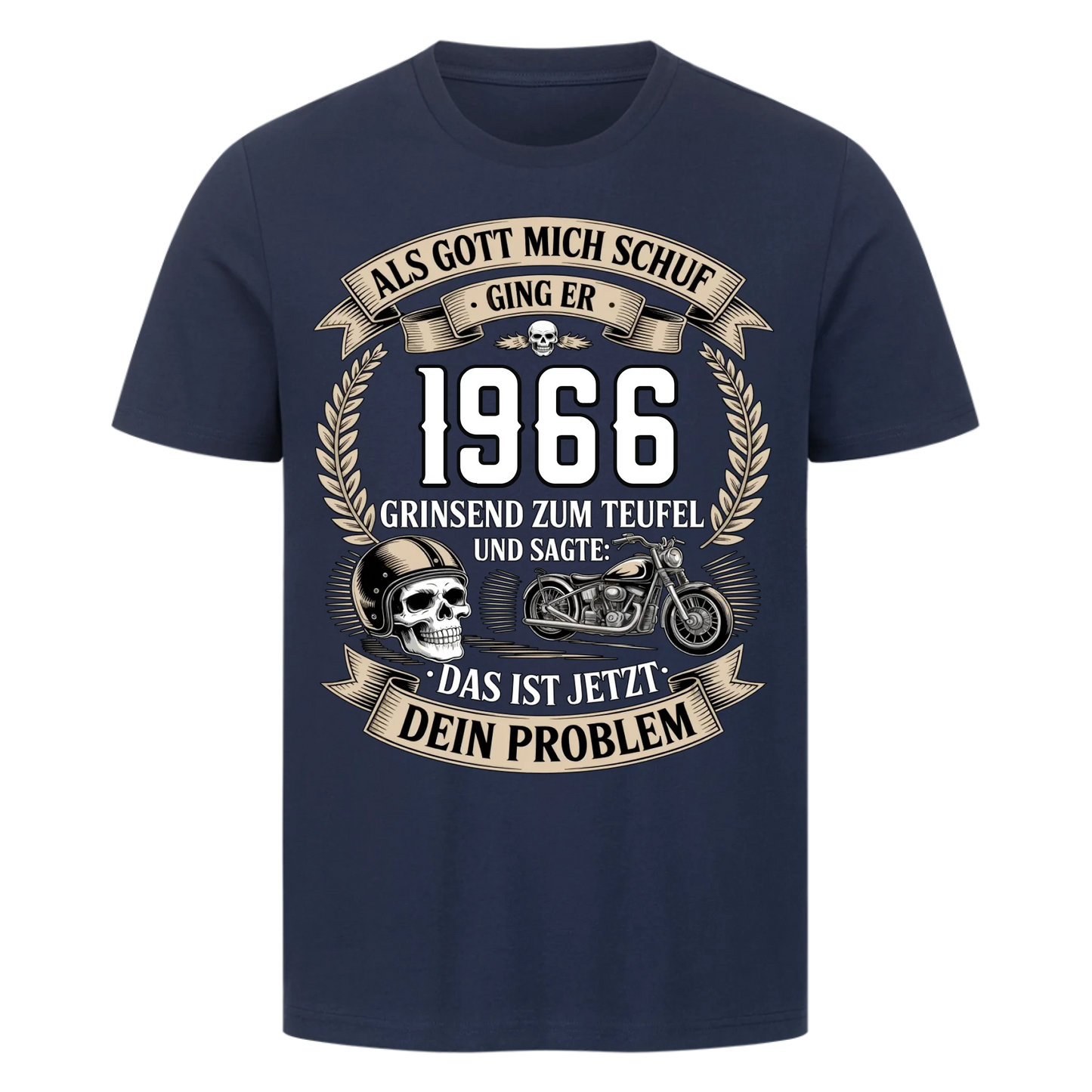 Als Gott mich schuf ging er [Dein Jahr] grinsend zum Teufel und sagte: Das ist jetzt dein Problem personalisiert Frontdruck Premium T-Shirt 2