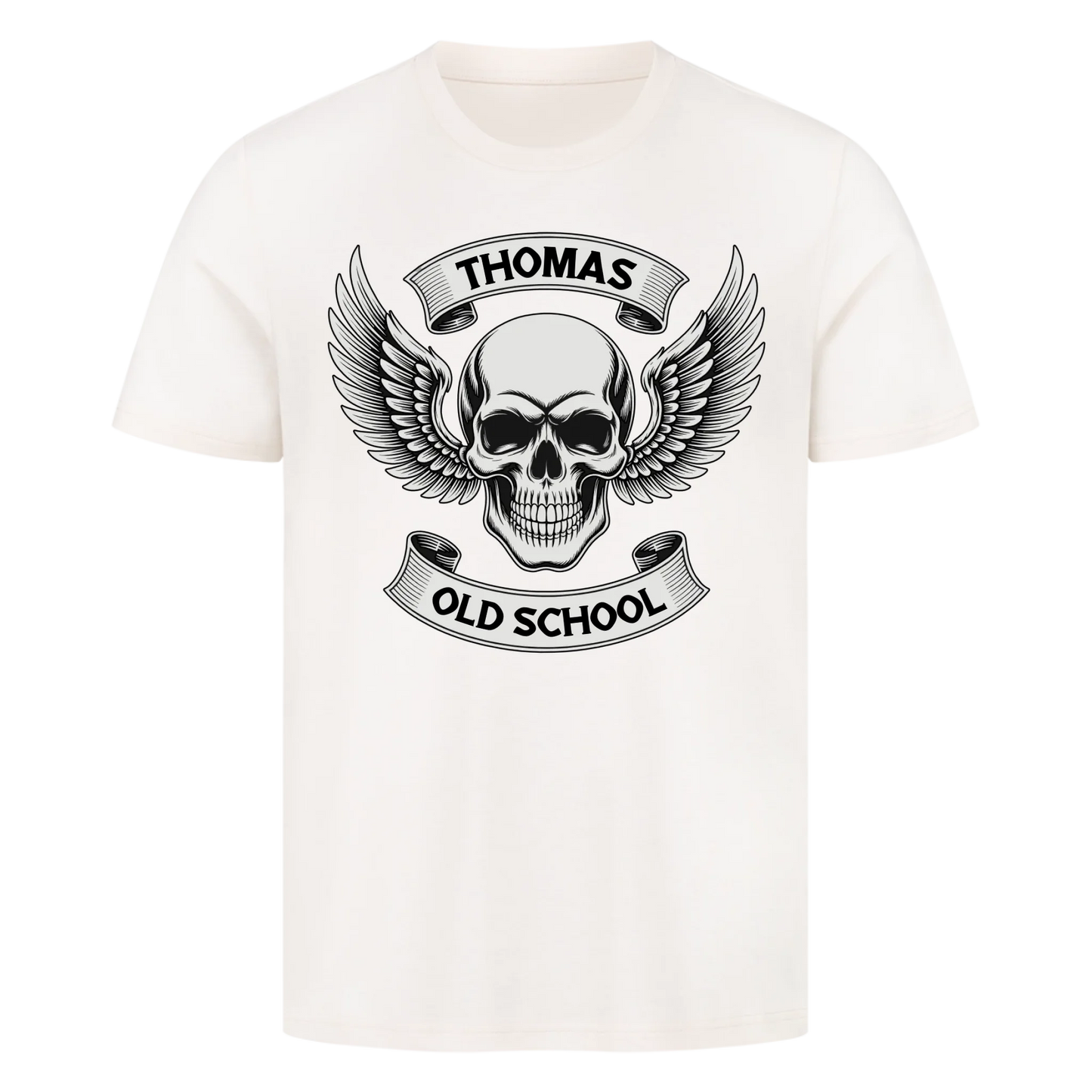 Biker Schädel Flügel personalisiertes Premium T-Shirt