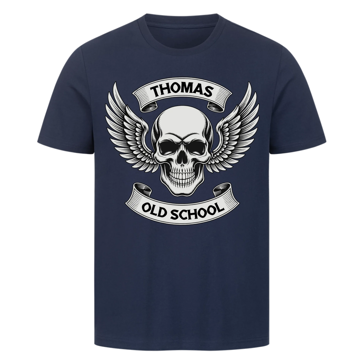 Biker Schädel Flügel personalisiertes Premium T-Shirt