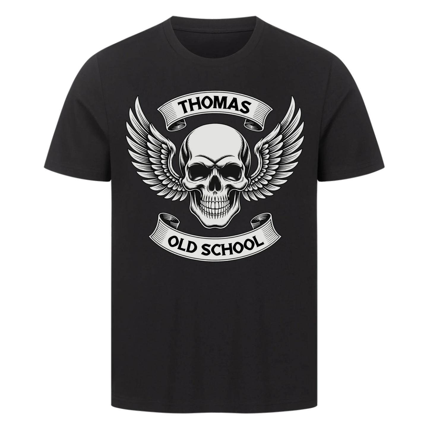 Biker Schädel Flügel personalisiertes Premium T-Shirt