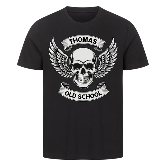 Biker Schädel Flügel personalisiertes Premium T-Shirt