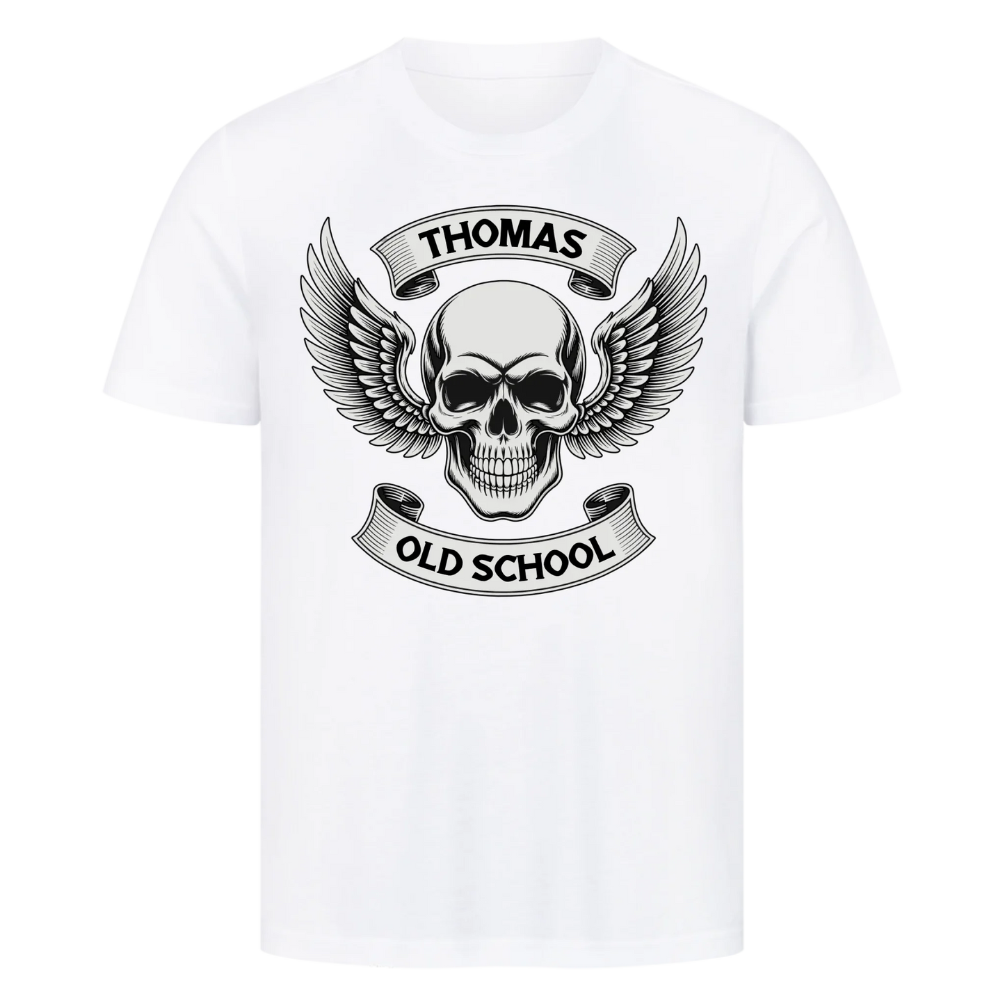 Biker Schädel Flügel personalisiertes Premium T-Shirt