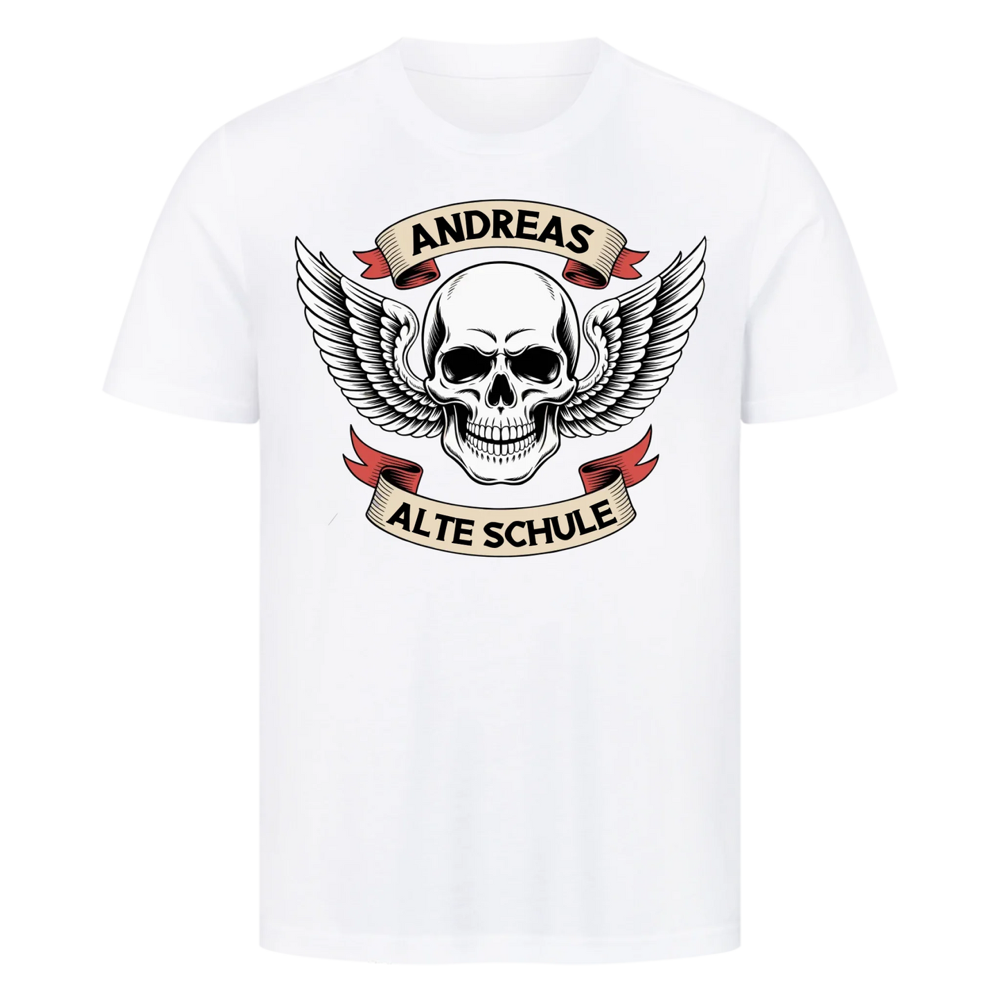 Biker Schädel Flügel rot personalisierte Premium T-Shirt