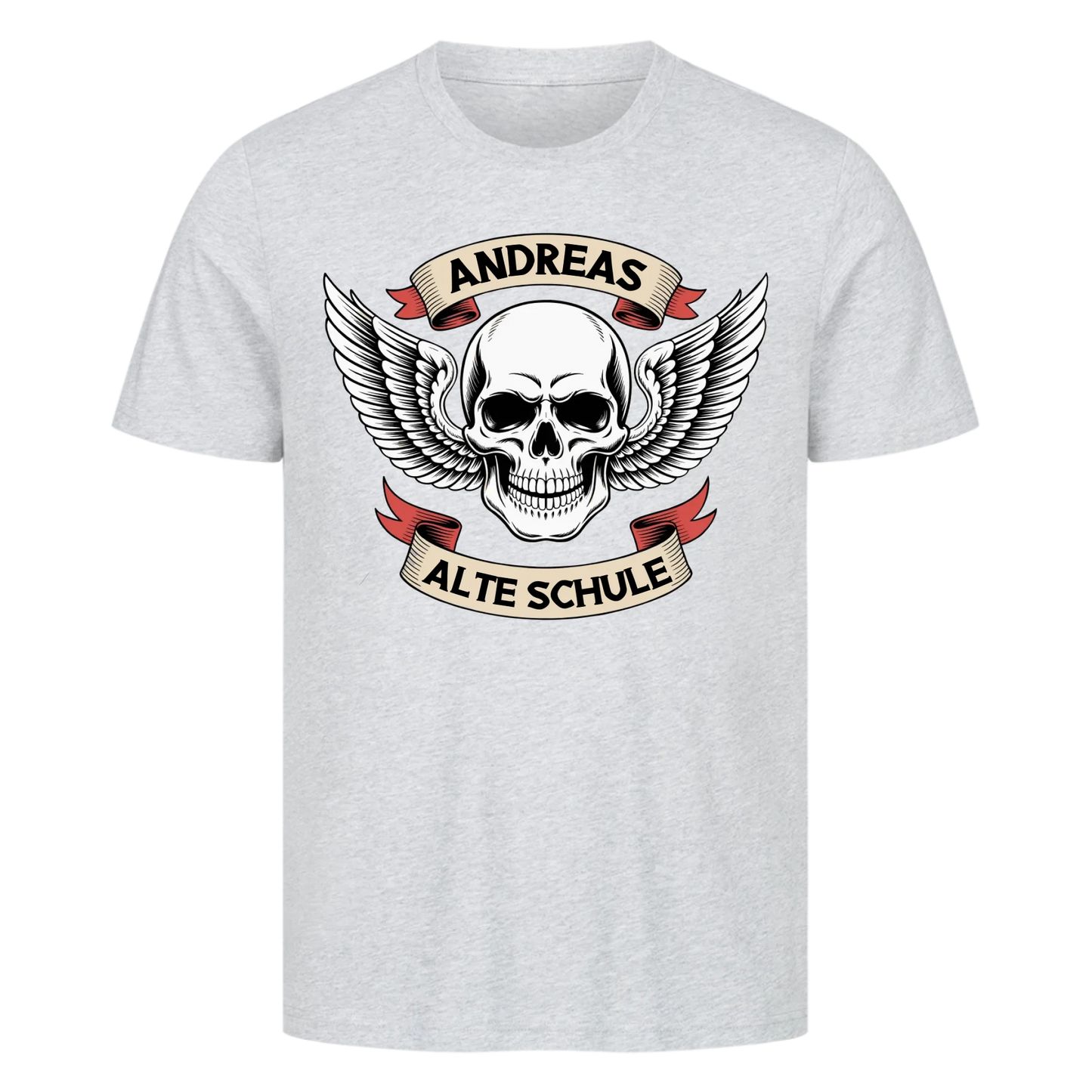 Biker Schädel Flügel rot personalisierte Premium T-Shirt