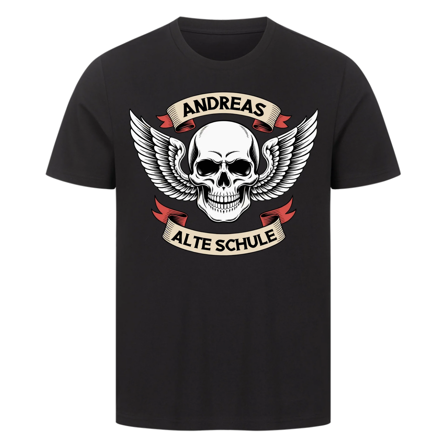 Biker Schädel Flügel rot personalisierte Premium T-Shirt