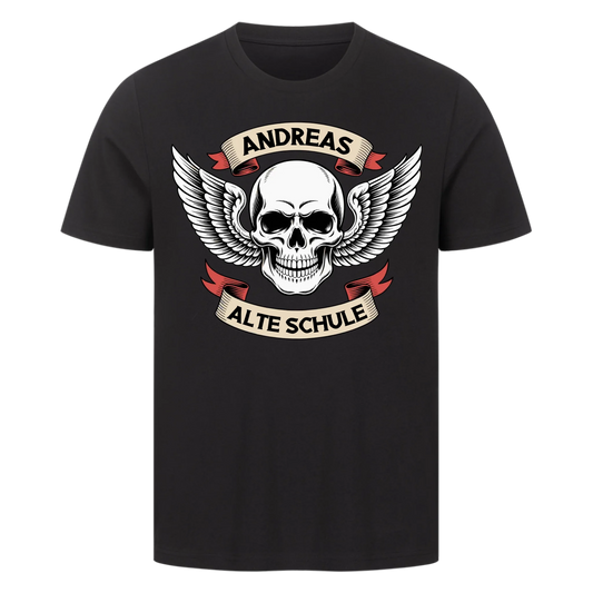 Biker Schädel Flügel rot personalisierte Premium T-Shirt