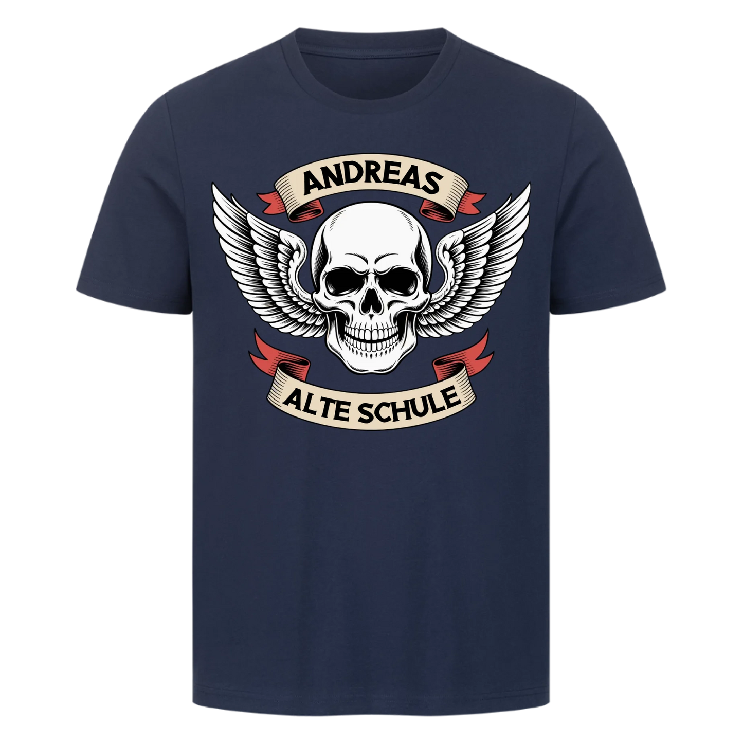 Biker Schädel Flügel rot personalisierte Premium T-Shirt