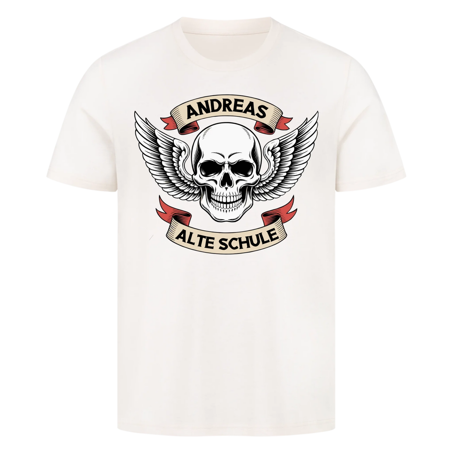 Biker Schädel Flügel rot personalisierte Premium T-Shirt