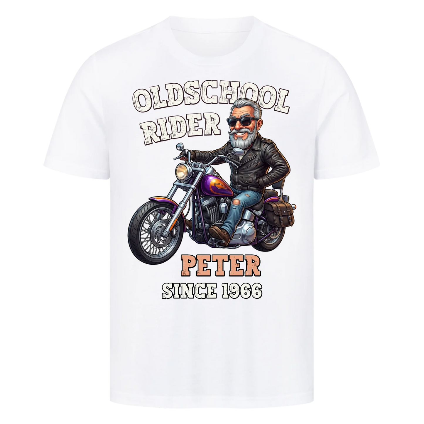 Oldschool Rider Rentner personalisiertes Premium T-Shirt