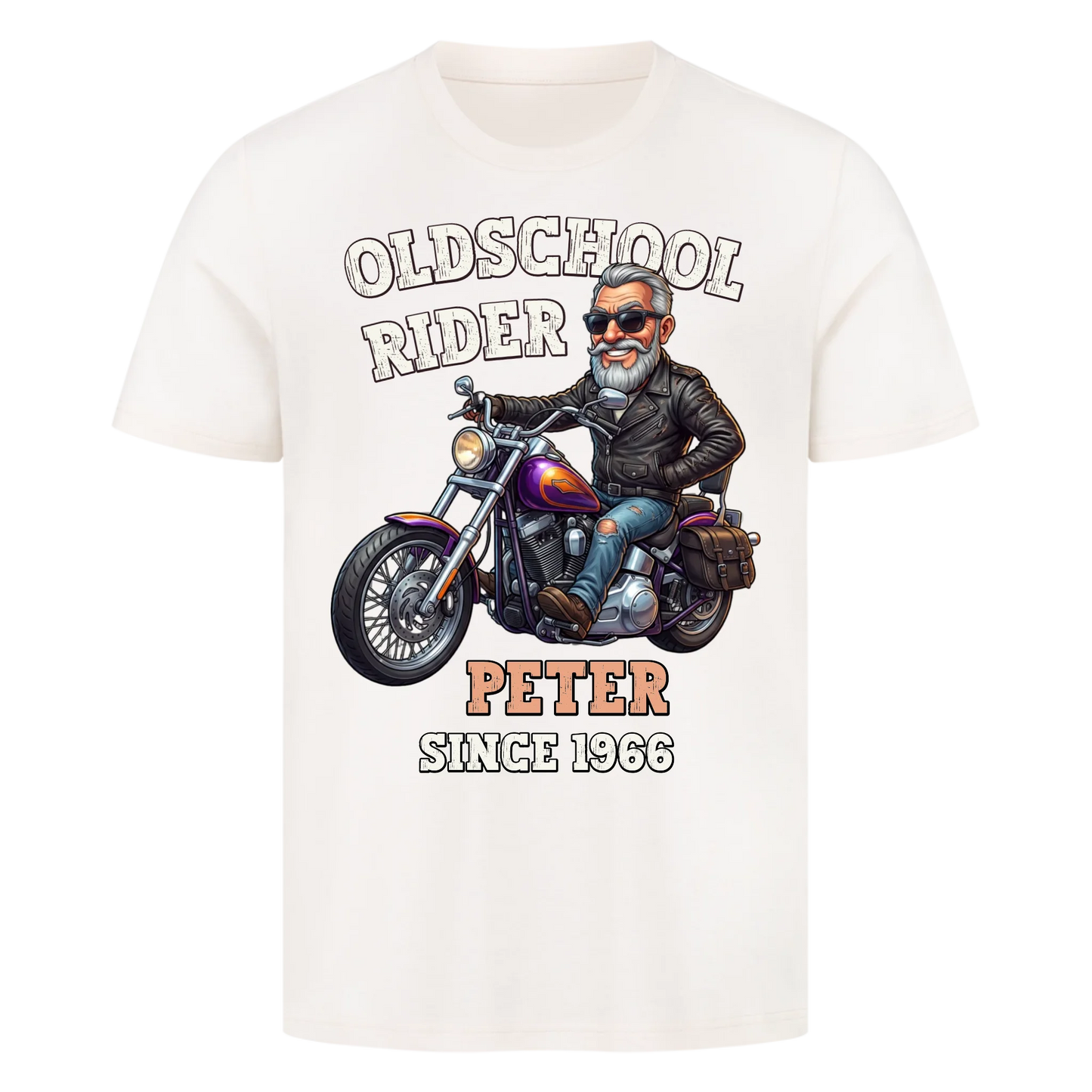 Oldschool Rider Rentner personalisiertes Premium T-Shirt