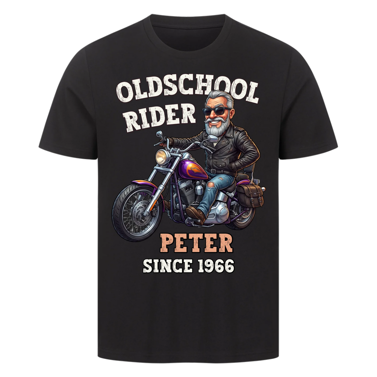 Oldschool Rider Rentner personalisiertes Premium T-Shirt
