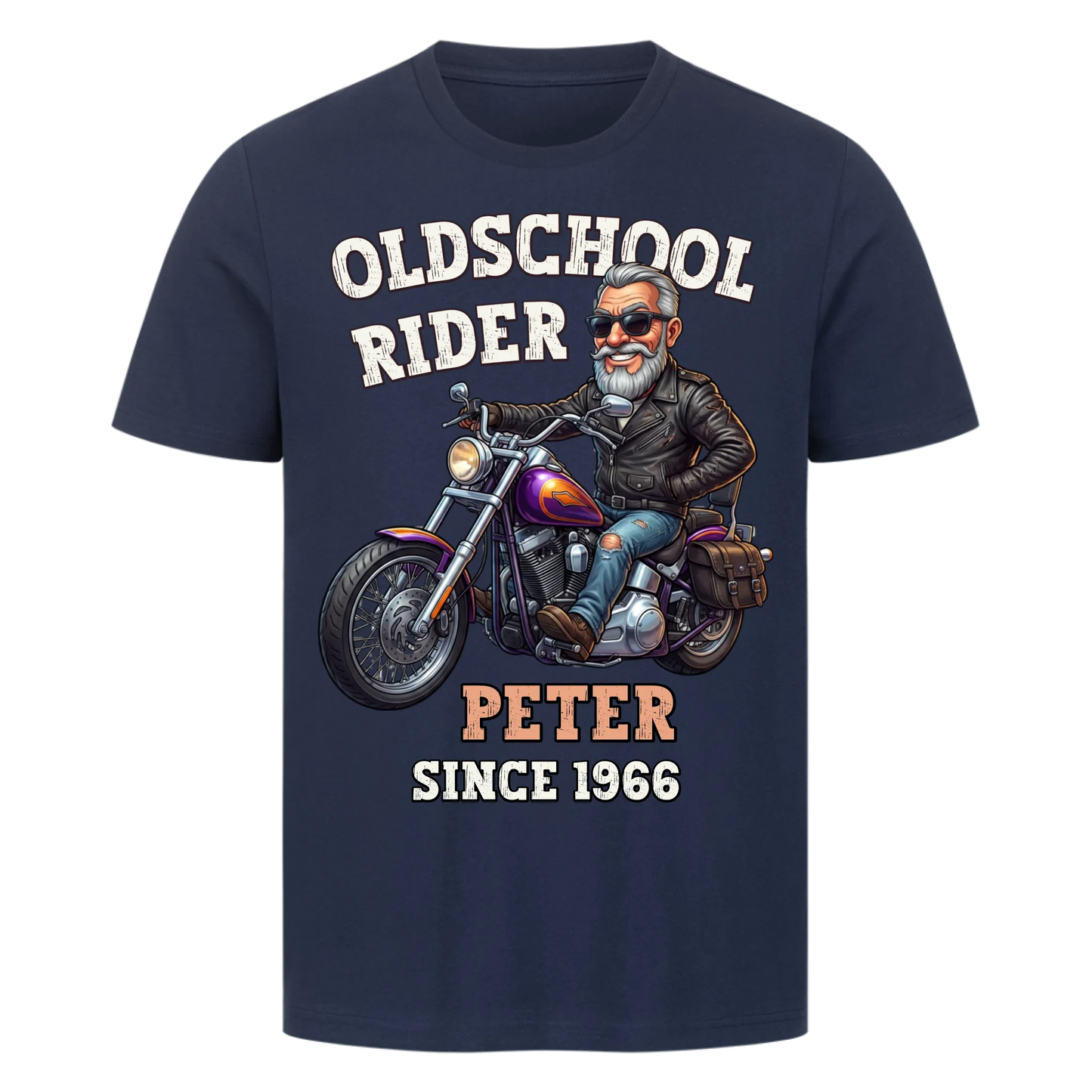 Oldschool Rider Rentner personalisiertes Premium T-Shirt