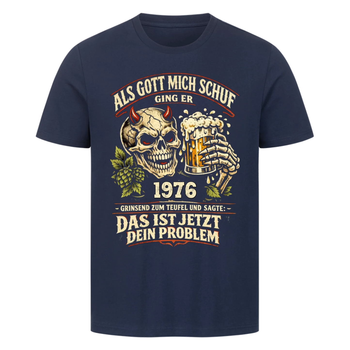 Als Gott mich schuf Teufel & Bier personalisiert Premium T-Shirt