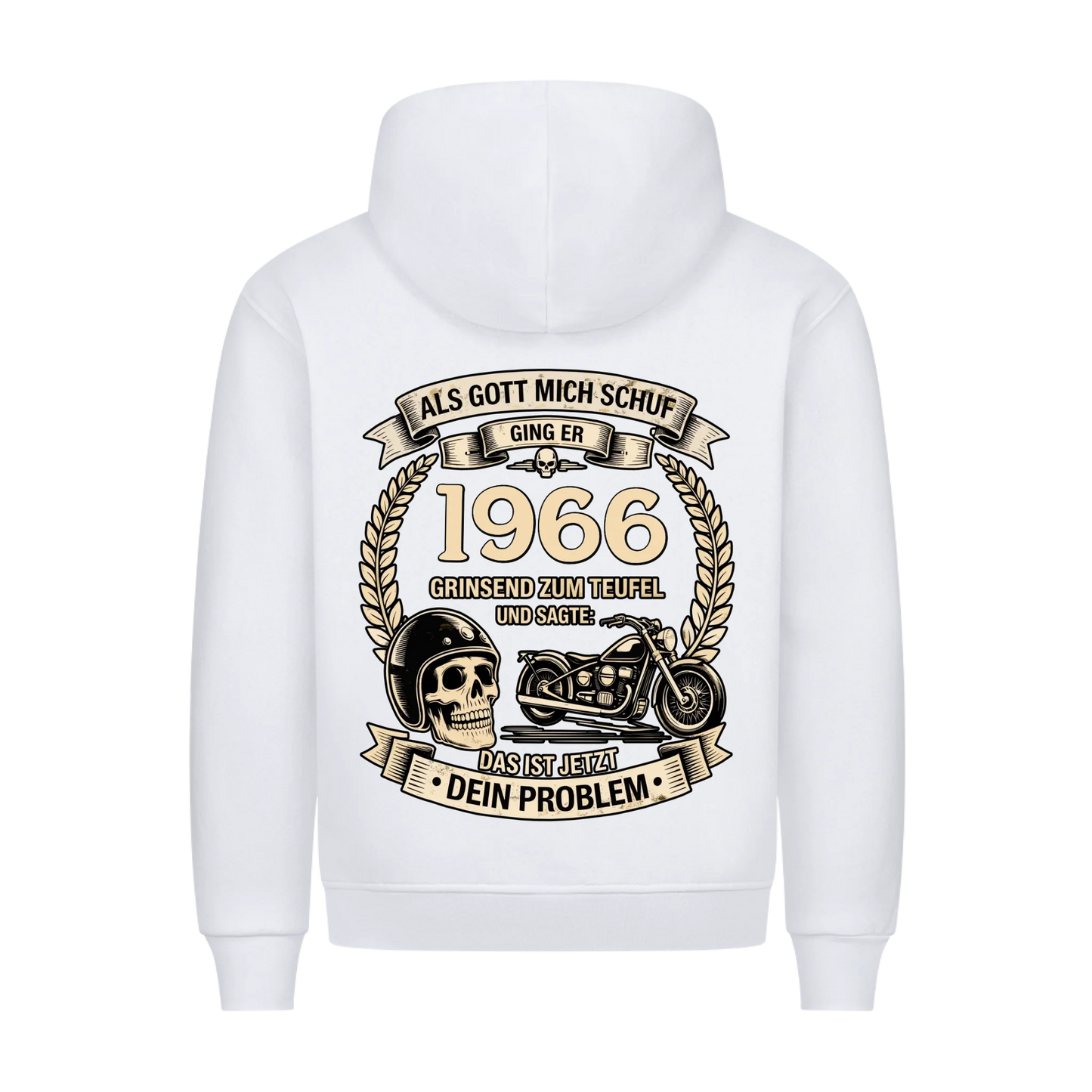 Als Gott mich schuf Biker Jahr personalisiert Premium Hoodie