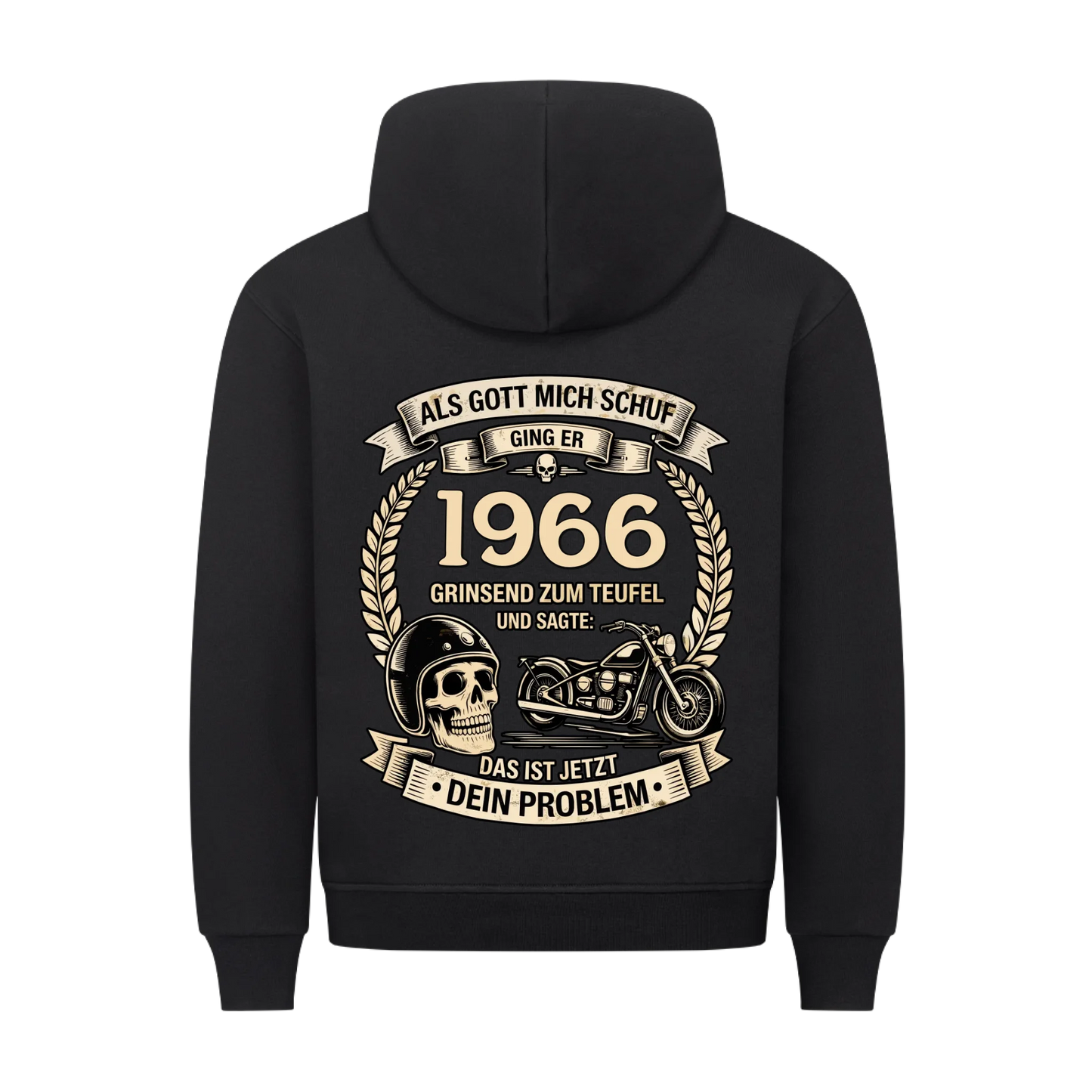 Als Gott mich schuf Biker Jahr personalisiert Premium Hoodie
