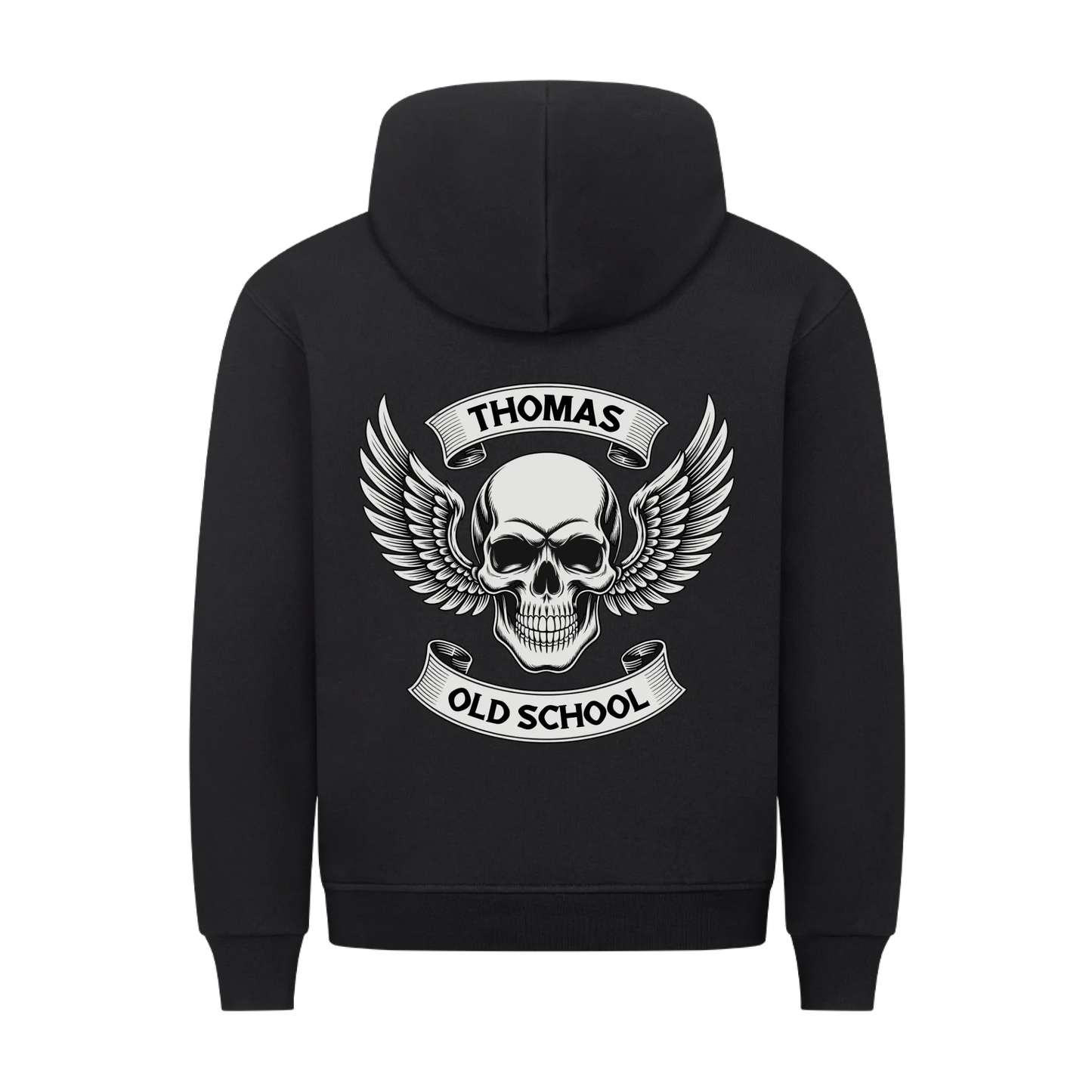 Old School Schädel mit Flügel personalisiert Premium Hoodie