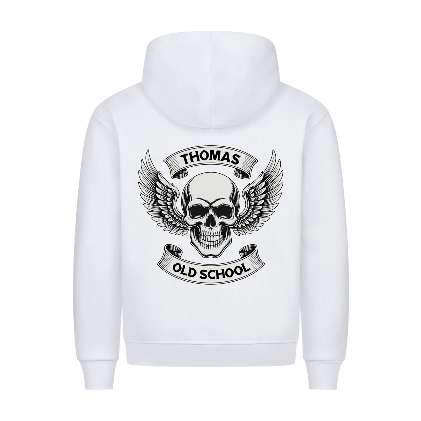 Old School Schädel mit Flügel personalisiert Premium Hoodie