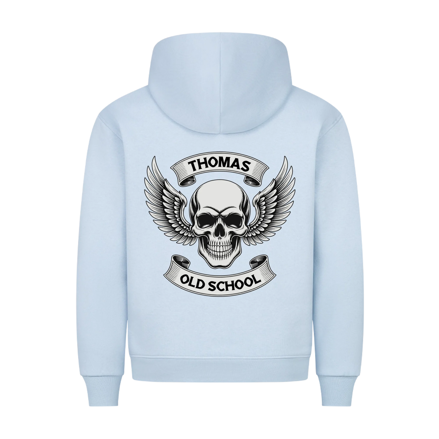 Old School Schädel mit Flügel personalisiert Premium Hoodie