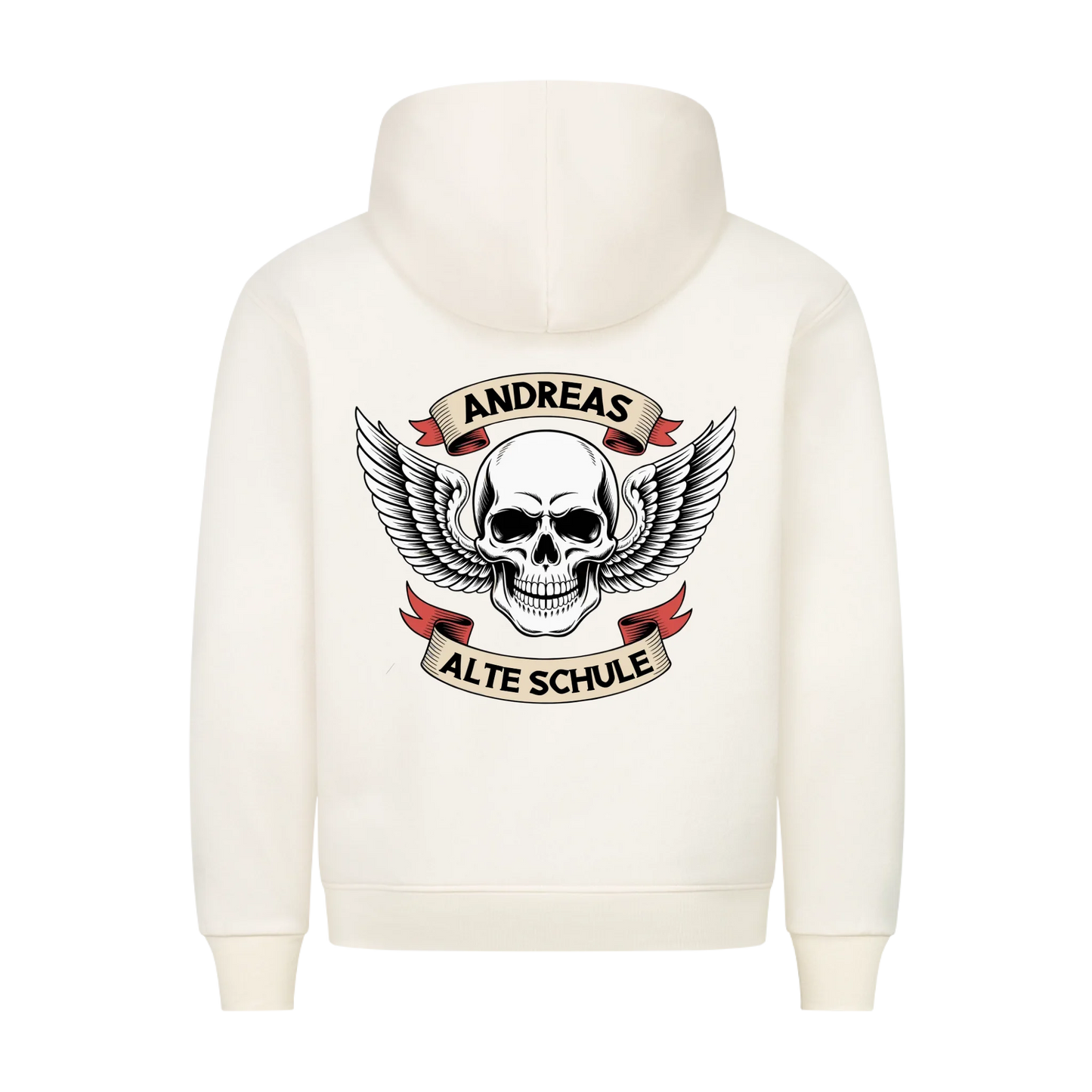 Alte Schule Schädel mit Flügel personalisiert Premium Hoodie