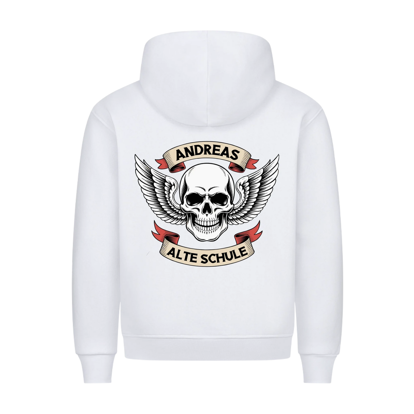 Alte Schule Schädel mit Flügel personalisiert Premium Hoodie