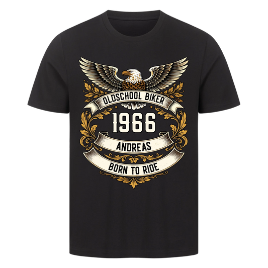 Oldschool Biker Adler – Personalisiertes Biker Premium T-Shirt