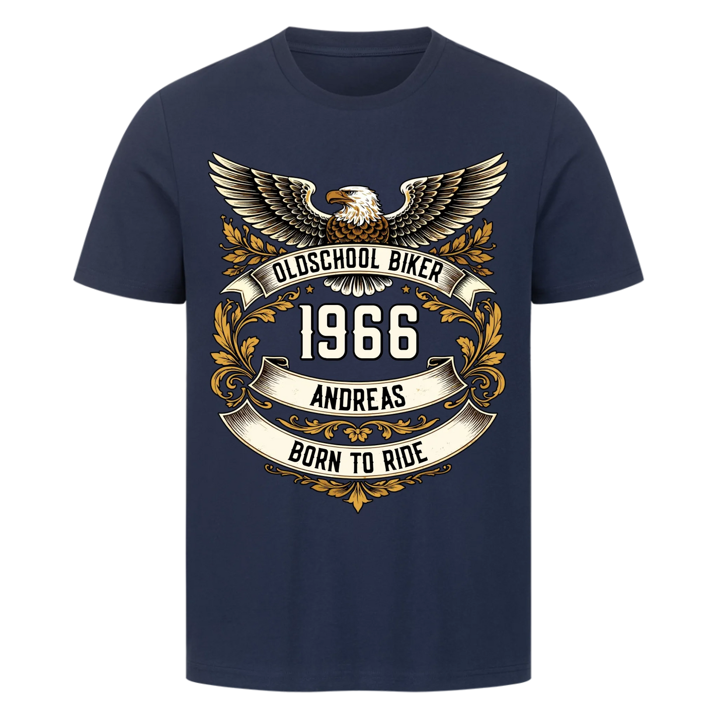 Oldschool Biker Adler – Personalisiertes Biker Premium T-Shirt