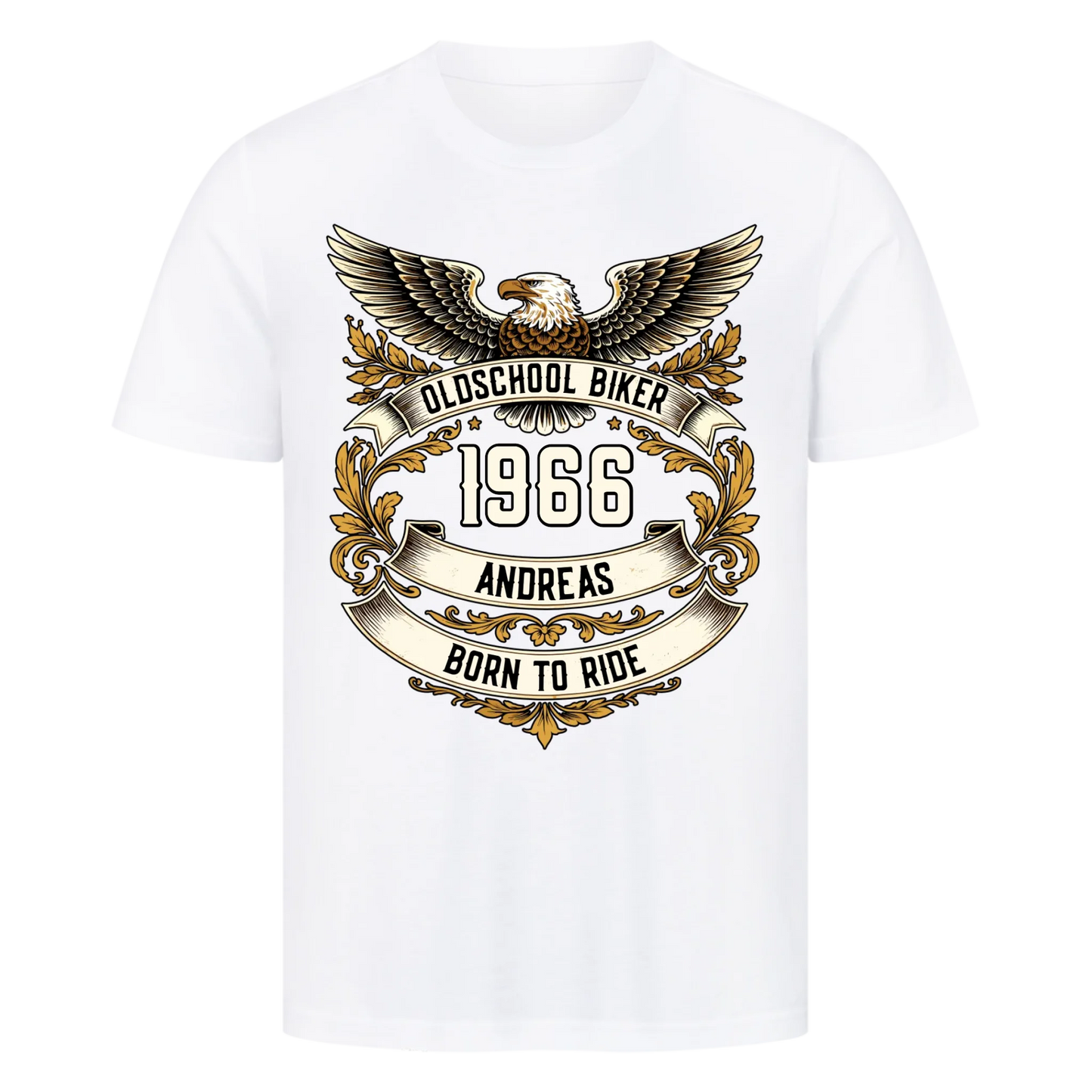 Oldschool Biker Adler – Personalisiertes Biker Premium T-Shirt