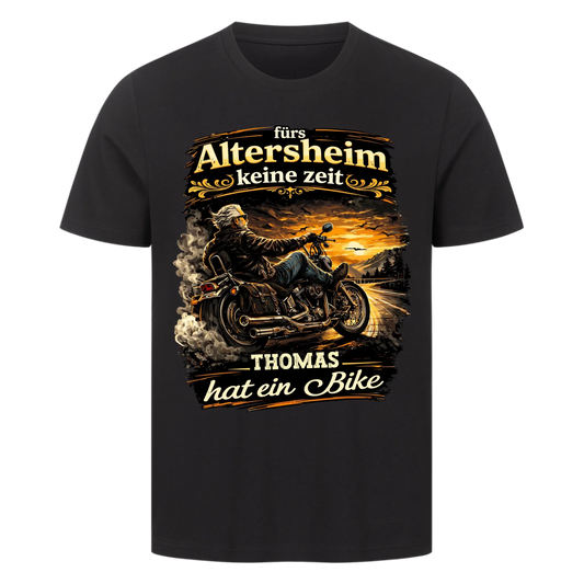 Fürs Altersheim keine Zeit Sonnenuntergang personalisiertes Premium T-Shirt