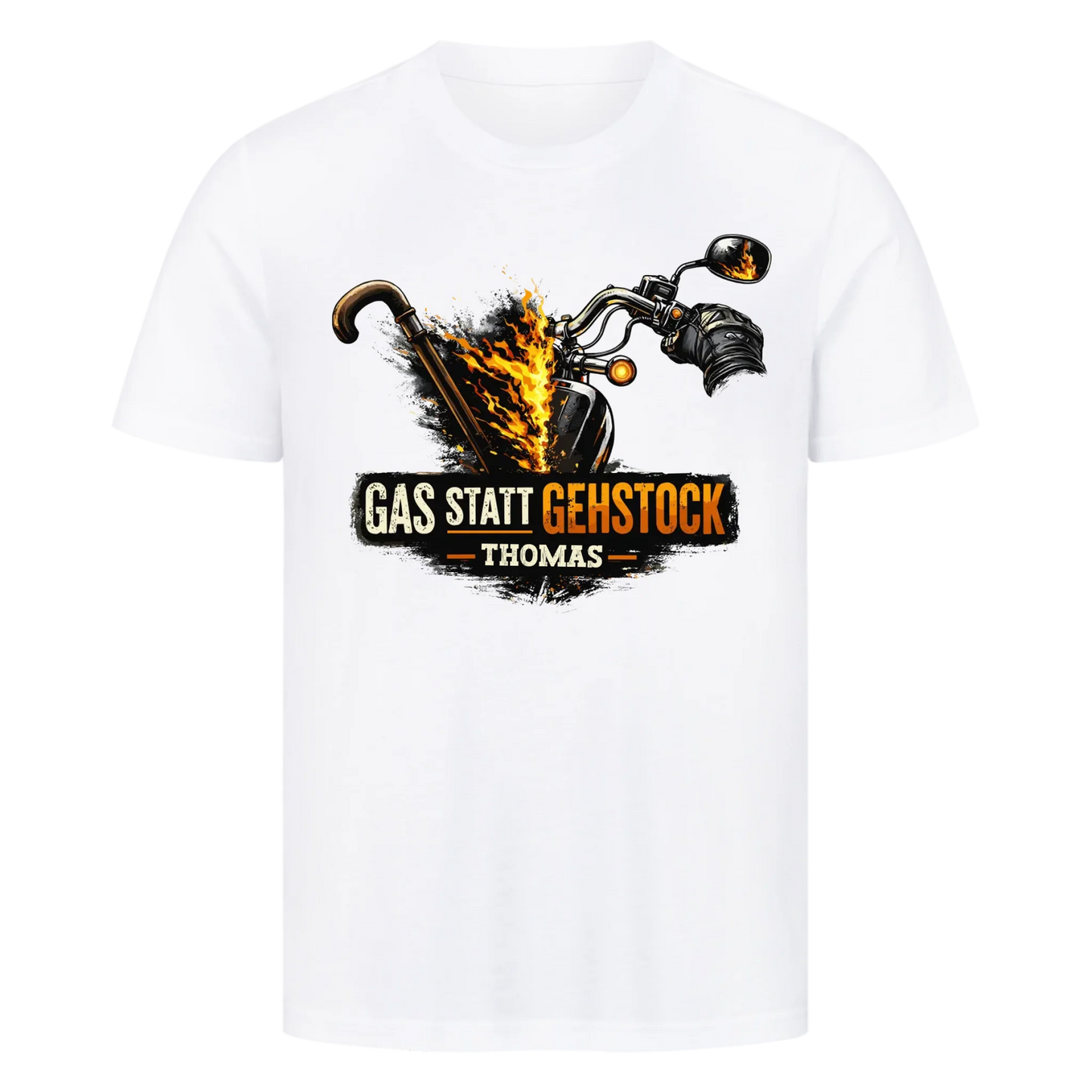 Gas statt Gehstock personalisiertes Premium T-Shirt